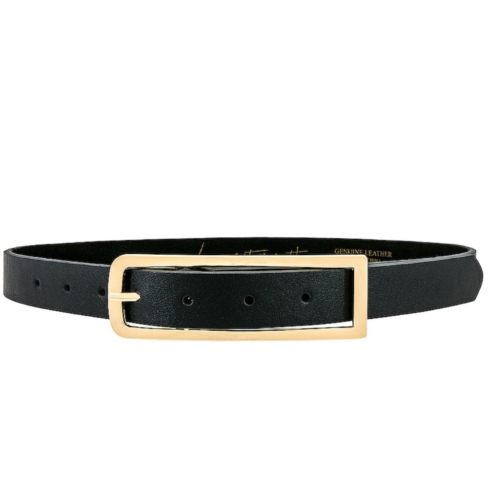 Sleek Black Belt with Gold Buckle